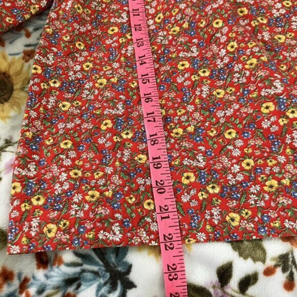 Vintage Gina Leisurewear by Hanna Shirt Womens Juniors Red Floral 70s Tie Front - Picture 7 of 7